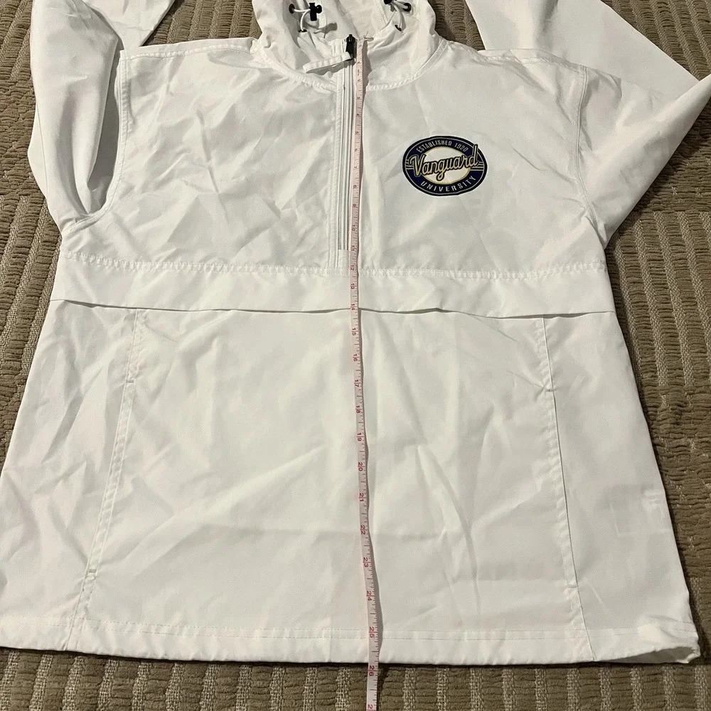 Vanguard University Men S Windbreaker Hoodie Rain Anorak‎ Coat White